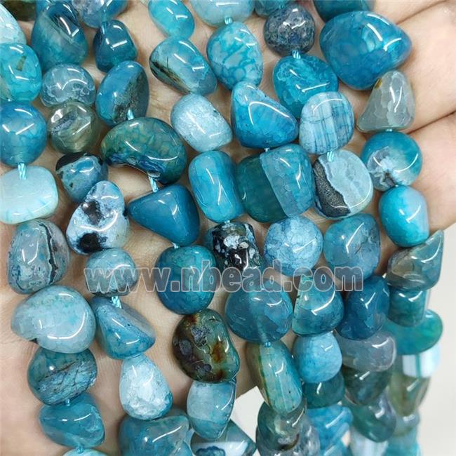 Natural Agate Chips Beads Freeform Teal Dye