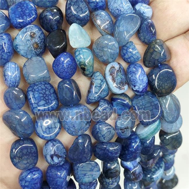 Natural Agate Chips Beads Freeform Blue Dye
