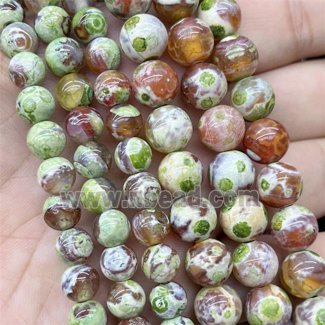 Fire Agate Beads Olive Dye Smooth Round