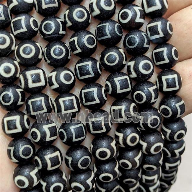 Tibetan Agate Beads Black Round
