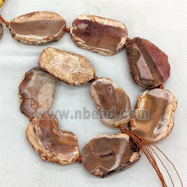 Natural Agate Slice Beads Red Freeform