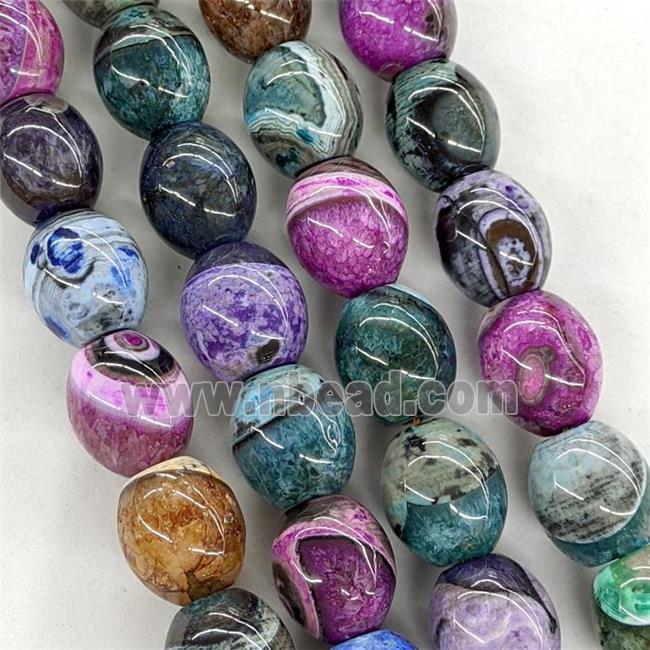 Natural Agate Barrel Beads Mixed Color Dye