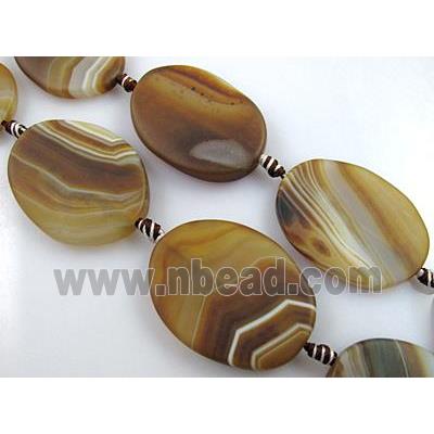 matte coffee Agate Stone beads, oval