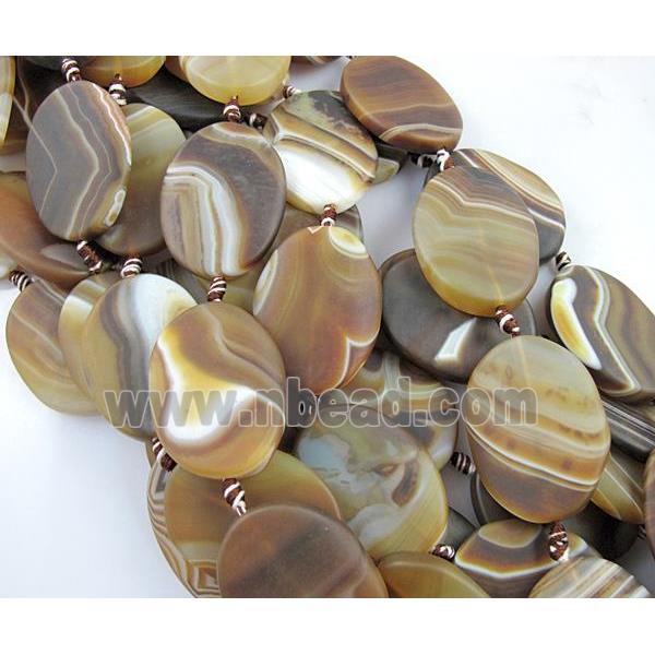 matte coffee Agate Stone beads, oval