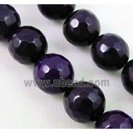 dark lavender Agate Stone beads, faceted round