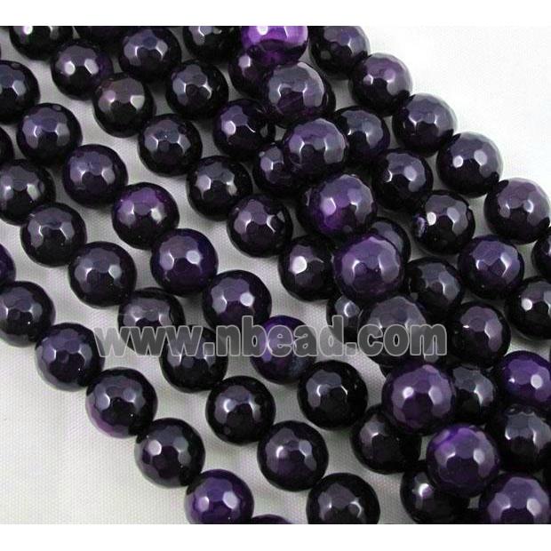 dark lavender Agate Stone beads, faceted round