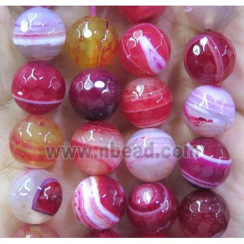 red stripe Agate Stone bead, faceted round