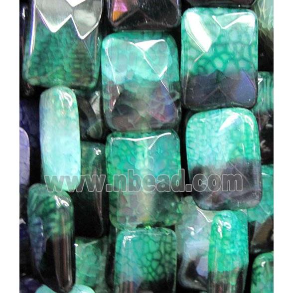 green veins Agate Stone beads, faceted rectangle