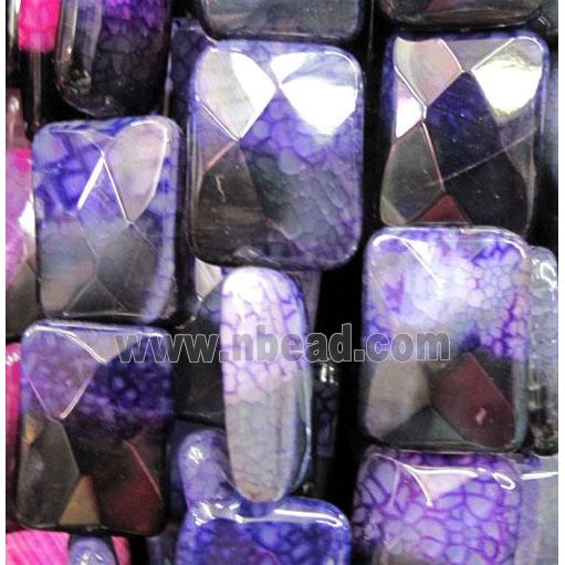 purple veins Agate Stone beads, faceted rectangle