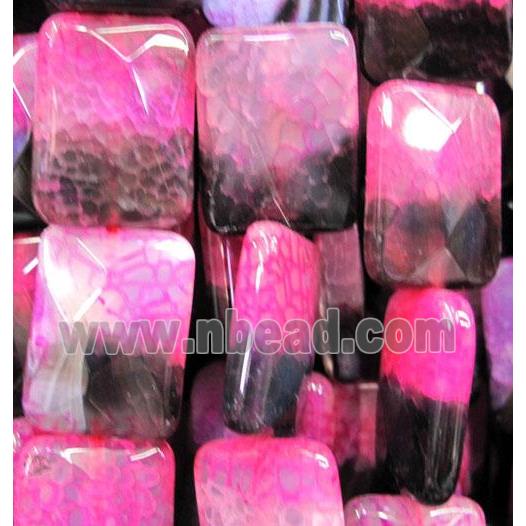 hotpink veins Agate Stone beads, faceted rectangle