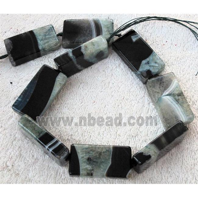 Agate Druzy beads, rectangle, green