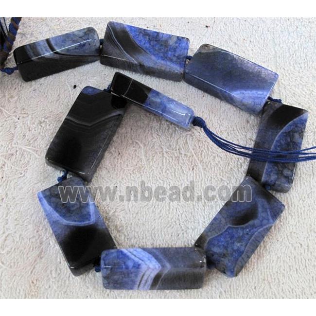 Agate Druzy beads, rectangle, blue