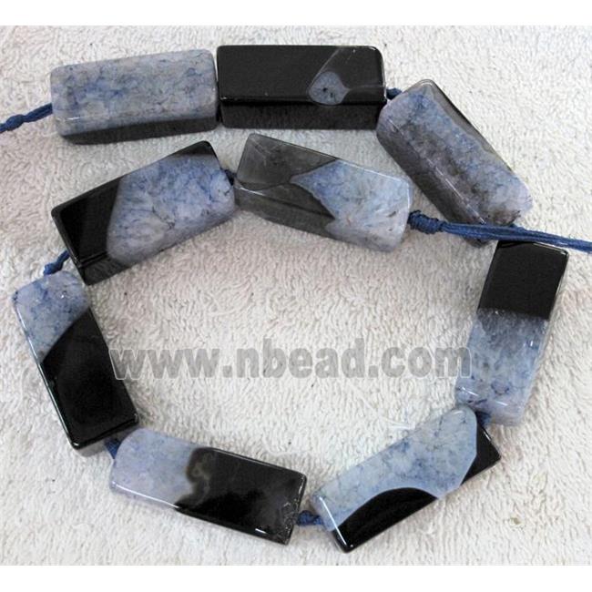Agate Druzy beads, cuboid, blue