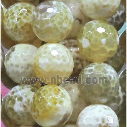 fire agate beads, faceted round, lt.yellow
