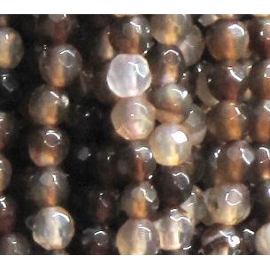 agate beads, faceted round, coffee