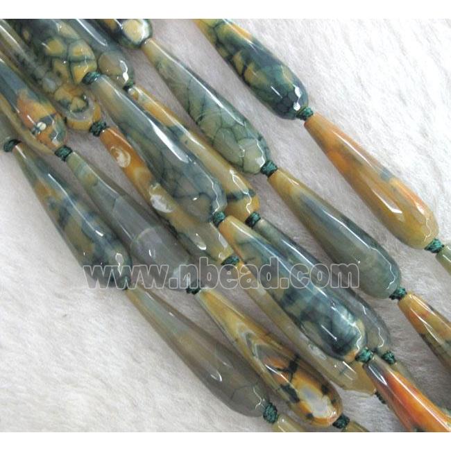 agate beads, faceted teardrop, ink-blue