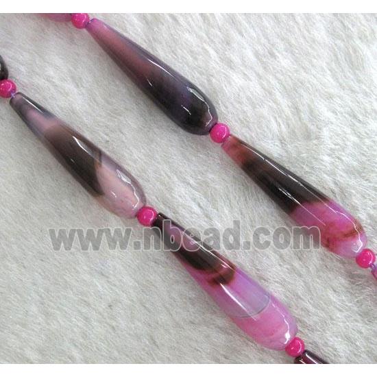 hotpink agate beads, faceted teardrop