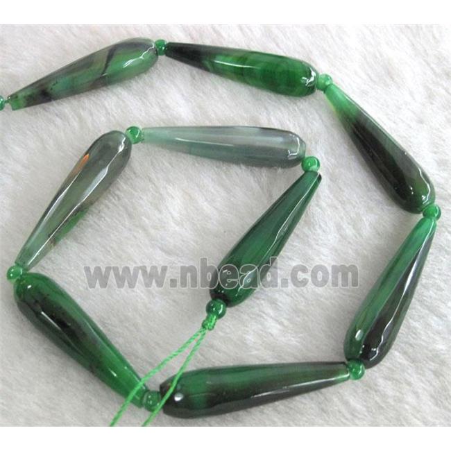 green agate beads, faceted teardrop