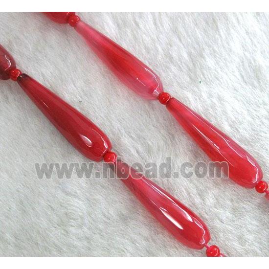 red agate bead, faceted teardrop