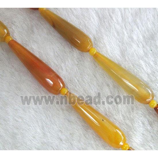 yellow agate beads, faceted teardrop