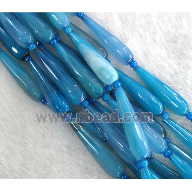 blue agate bead, faceted teardrop