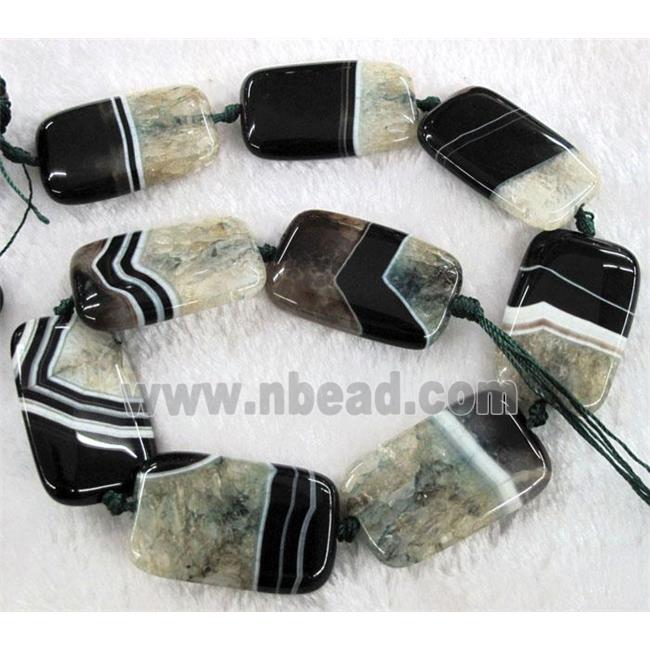 green druzy agate beads, rectangle