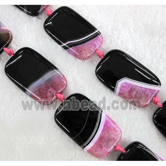 pink druzy agate beads, rectangle