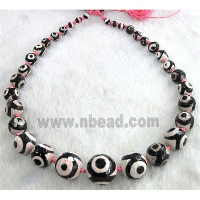 tibetan style agate bead for necklace, faceted round