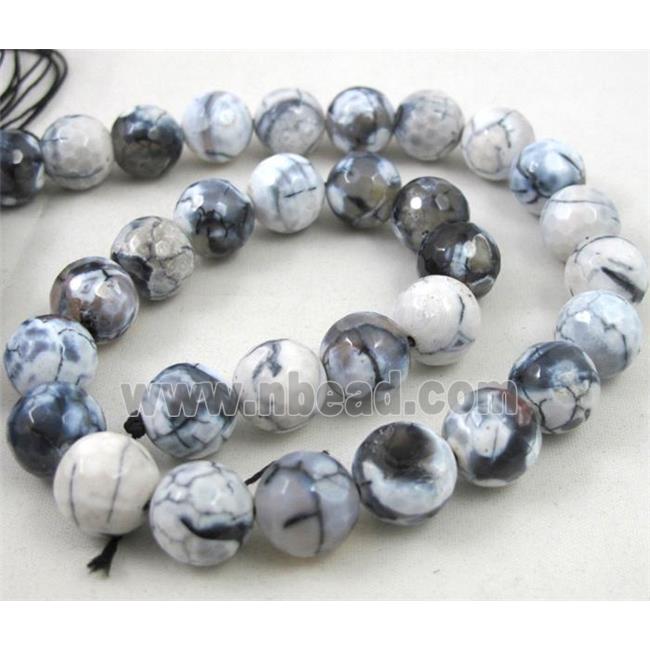 fire Agate beads, faceted round, white