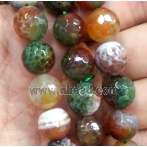Fire Agate beads, faceted round, multi color