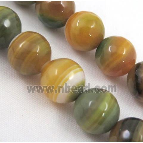 stripe agate beads, faceted round, yellow