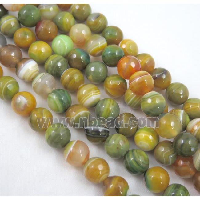 stripe agate beads, faceted round, yellow