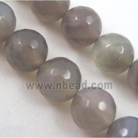 grey agate beads, faceted round