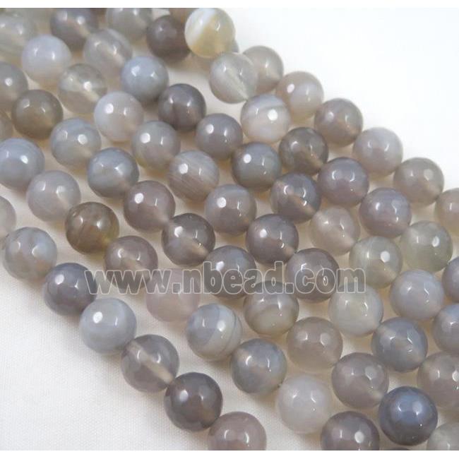 grey agate beads, faceted round
