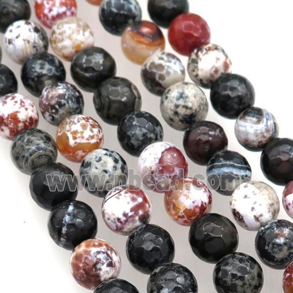 red Fire fancy Agate beads, faceted round