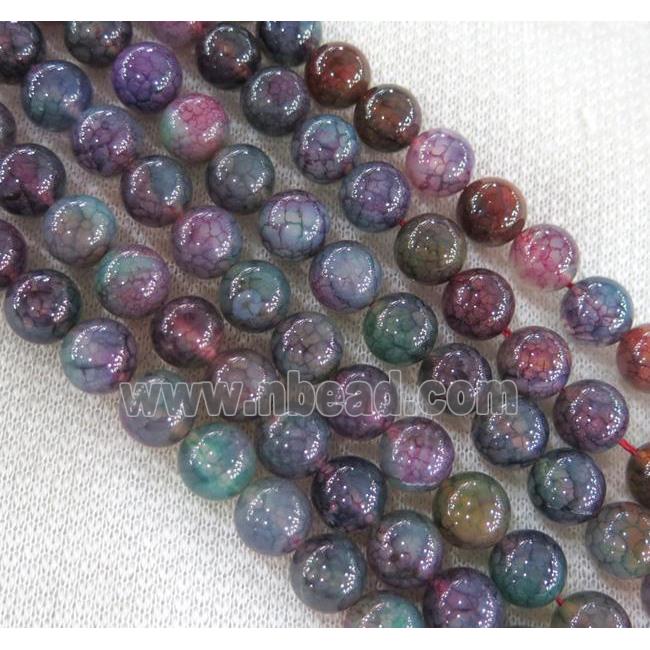 dragon veins agate bead, round, mixed color