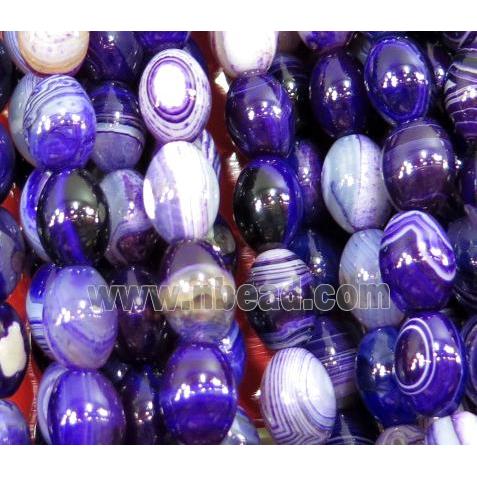 stripe agate bead, barrel, purple
