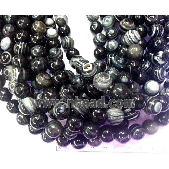 round black Striped Agate Beads, eye