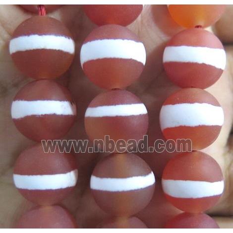 Round Matte Red Tibetan Agate Beads Line