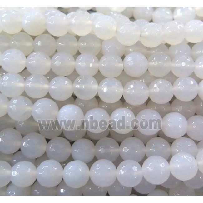 Natural White Agate Beads, faceted round