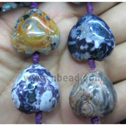 Dichromatic Agate heart beads, mixed color