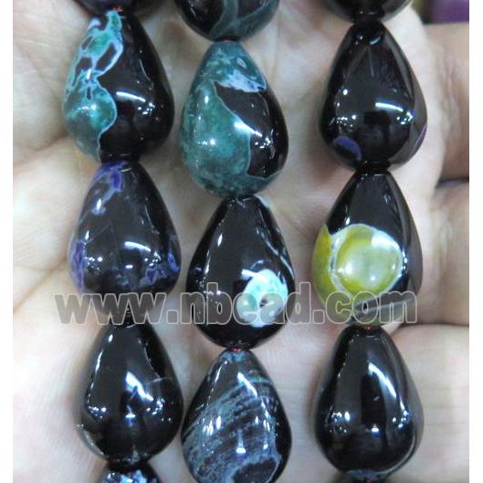 Dichromatic Agate beads, teardrop