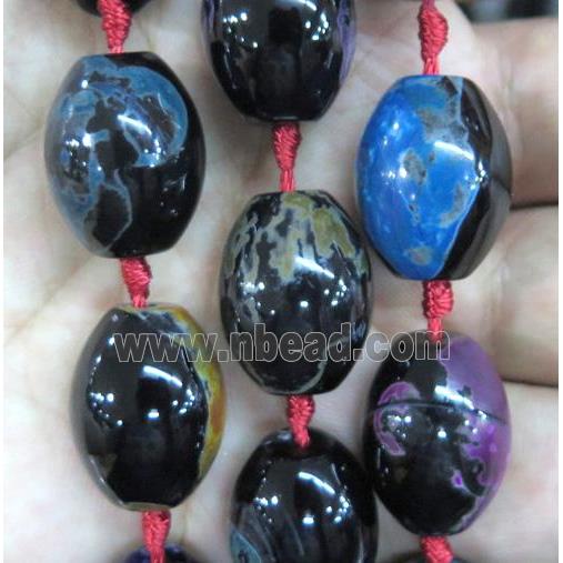 Dichromatic Agate barrel beads, mixed color