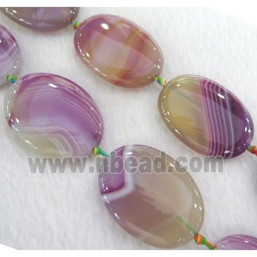 stripe Agate beads, oval, purple