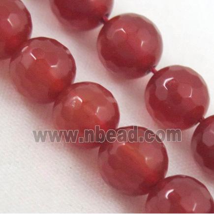 red agate beads, faceted round