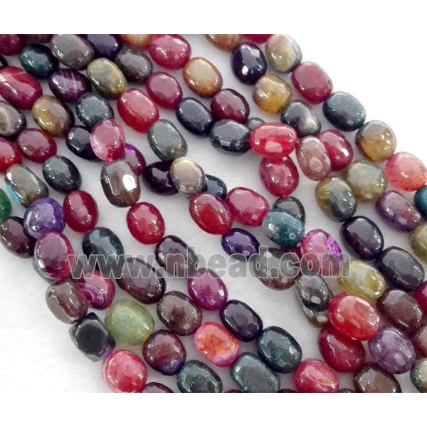 agate beads, faceted oval, mix color