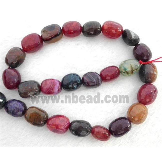 agate beads, faceted oval, mix color