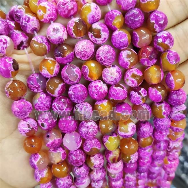 Hot pink Dichromatic Agate Beads, faceted round
