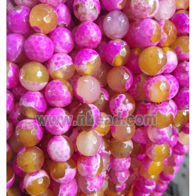 Hot pink Dichromatic Agate Beads, faceted round