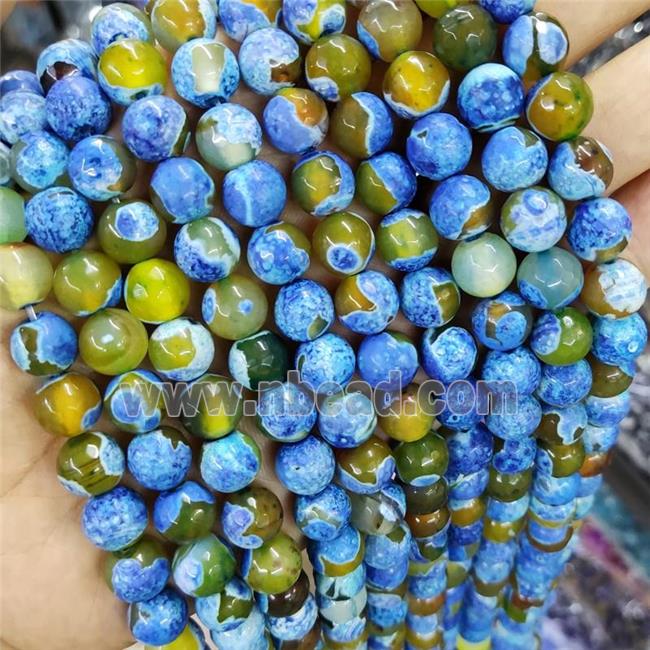 Blue Dichromatic Agate Beads, faceted round